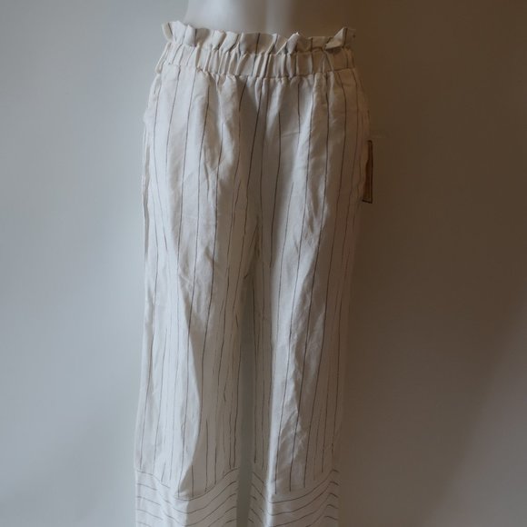 NWT Womens Vintage Havana White & Gray Striped Wide Leg Pants Sz L * - Picture 4 of 10